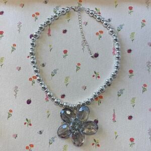 brite*things Clear Flower Necklace RARE DISCONTINUED
